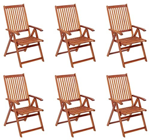 ChicAbode Klappbare Gartenstühle 6 STK. Klappstuhl Holzstuhl Essstuhl Gartenmöbel Balkonstuhl Terrassenstuhl Massivholz Akazie