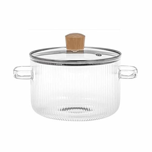 Cookware Simmer Pot Glass Cooking with Lid 1.6L(54oz) Heat Borosilicate Stovetop for Soup Baby Food Organization and Storage Closet (B, One Size)