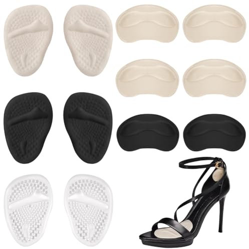 Vicloon Ballenpolster Vorfuß, 6 Paar Fersenpolster Schuhe High Heels Einlagen, Vorfußpolster Ballenschutz Fuß Fußballenpolster für Sandalen High-Heels Geleinlagen Vorderfußpolster Anti-Rutsch