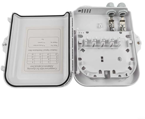 Fauhapyway FTTH-Verteilerkasten mit 12 Anschlüssen und SC/UPC-Stecker, Netzwerkkabel-Management-Panel, Terminalbox, weiß (12-adriges LC)