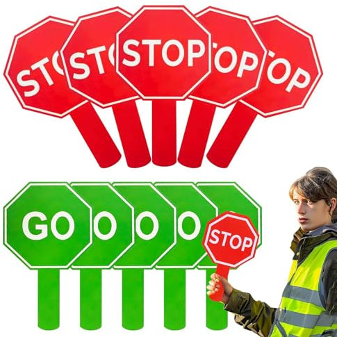 Panneau Stop and Go avec poignée – Panneaux routiers – Pagaie imperméable double face pour enseigner aux le contrôle de la circulation