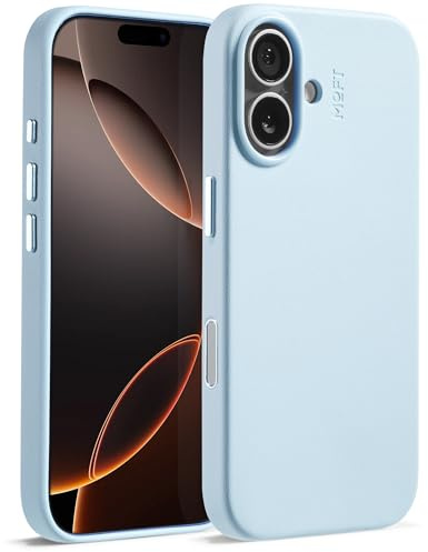 MOFT für iPhone 16 Pro Hülle, MOVAS Vegane Ledertasche Magnetische Hülle, Weicher Anschlag, Farberhaltung, Fleckenresistent, Leicht zu Reinigen, Eisnebel Blau
