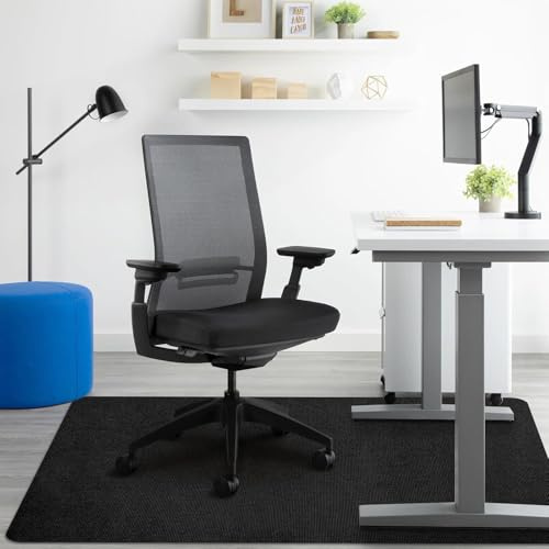 SHAREWIN Chair Mat for Hardwood Floor, Desk Computer Gaming Rugs for Rolling Chairs 55x35 Anti-Slip Floors Protectors (Black)