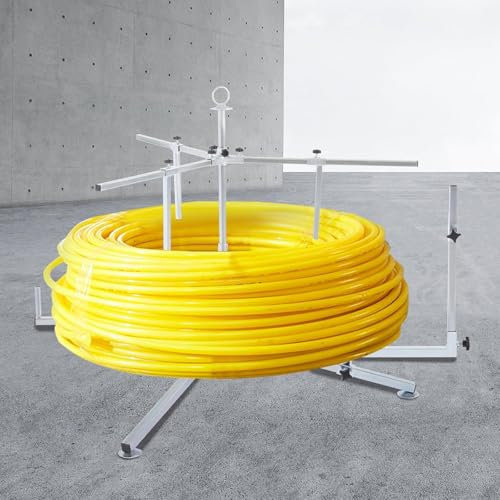 Heavy Duty Pipe Dispenser Reel, Adjustable Diameter Uncoiler for Efficient Handling of Underfloor Heating Pipes, Coils, Cables, and Wires