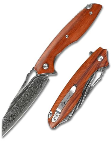 SDOKEDC VG10 Damastmesser Outdoor Taschenmesser klappmesser für Männer EDC Survival Camping Messer，Angelmesser，Scharfe ，Bushcraft ，rettungsmesser