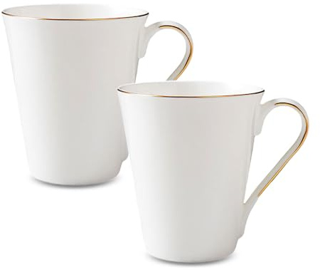 Kaffeebecher 2er-Set, 300Ml Henkelbecher Weiß Luxuriöser Britischer Stil, A | uxuriöser Britischer Stil mit Handgefertigten Goldenen Verzierungen, Erstklassiges Bone-China-Tassenset für Kaffee & Tee