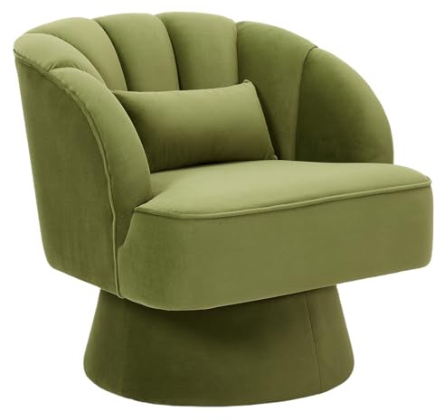 OPULENTHOME Drehbarer Sessel mit Samt Sitzkissen und Rückenlehnen,360° Runder Lounge-Sessel mit Dickes Sitzkissen und Stabiler Sockelfür Wohnzimmer, Schlafzimmer, Heimbüros(70x70x70cm,Grün)