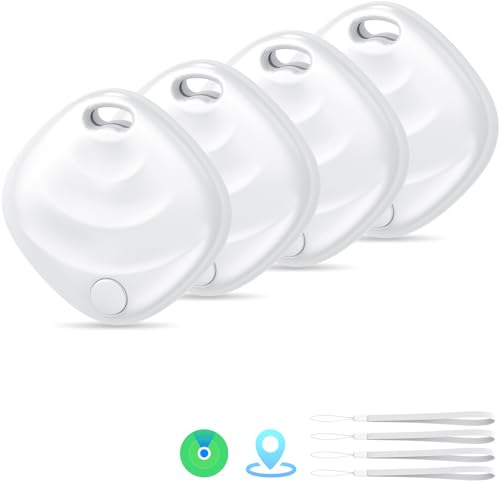 Neue [Apple MFi-Zertifiziert] (Nur iOS) Tracker Tags-4er Pack, Hoxe Bluetooth 5.3 Schlüsselfinder Kompatibel Apple Wo ist?, Schlüssel Finder Smart Tag für Auto/Koffer/Taschen, Austauschbarer Akku