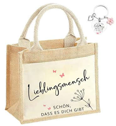 Lieblingsmensch Geschenk, Jutebeutel für Frauen, Damen Shopper Bag, Herzensmensch Geschenk, Tragetaschegeschenk für Lieblingsmensch Dankeschön Geschenke Freundschaftsgeschenke Geburtstagsgeschenk