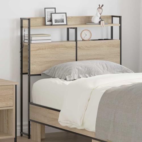 Frdhee Bett Polster Kopfteil, Kopfteil mit Regal Eiche 90 cm Holzwerkstoff Bettkopfteil Bezug für Betthaupt Bettzubehör Schlafzimmer, Schlafzimmer