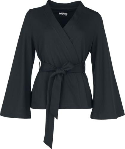 Gothicana by EMP Damen Schwarze Kimono-Blazerjacke mit Gürtel
