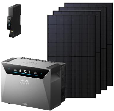 Anker SOLIX 4 Pro Solarbank + 4× 500W Solarpanels | 4 MPPT, bis zu 30kWh Kapazität, bidirektionales Laden, 10000 Zyklen, Anker Intelligence, Plug&Play, IP66 Schutzklasse
