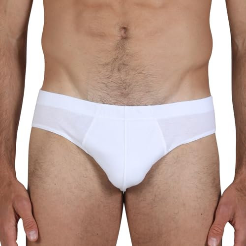 Slip Uomo in Puro Cotone Filo di Scozia, Intimo Uomo in Tessuto Elastico Senza Cuciture Seamless, Made in Italy (IT, Testo, XL, Regular, Regular, 1, Bianco)