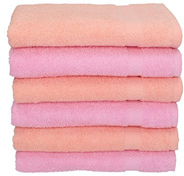 Betz 6 Stück Handtücher Palermo 100% Baumwolle Größe 50 x 100 cm Handtuch Set Farbe apricot und rosé