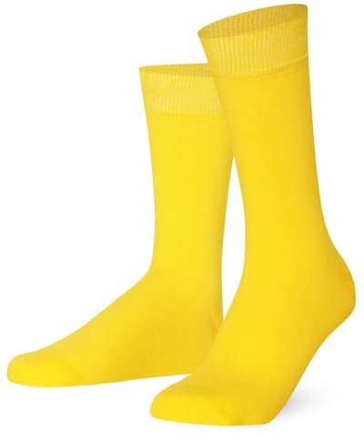 Mysocks Extrafeine Baumwollsocken für Herren/Damen, Nahtloser Zehenbereich, für Geschäfts, formelle, Freizeit und Alltagskleidung Größe 41-46, Gelb