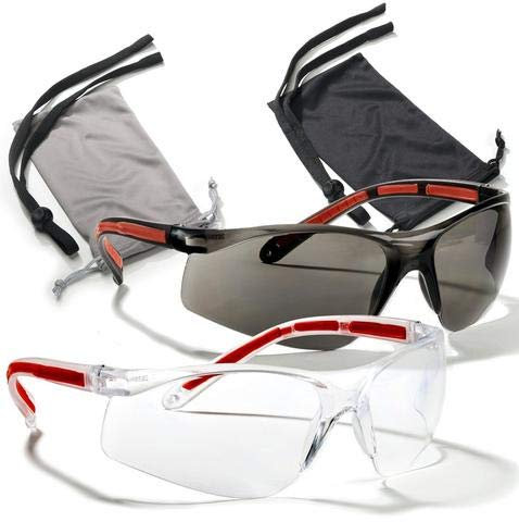 Clear Armor Schutzbrille Augenschutz – Komfortbrille – 2 Paar, 2 Halsschnüre, 2 Etuis – SuperLite und SuperClear Linsen-Technologie, Z87.1 – CE 166 zertifiziert
