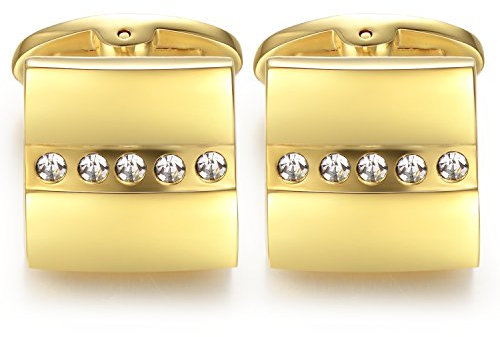 HONEY BEAR Herren Manschettenknöpfe Hochzeit Cufflinks Gold Edelstahl,MEHRWEG