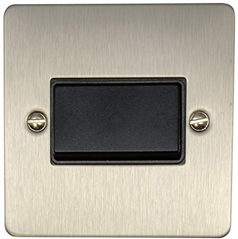 Flat Brushed Steel Fan Isolator Switch (Black Switch)