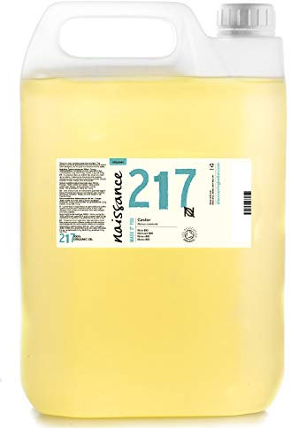 Naissance Rizinusöl BIO (Nr. 217) 5 Liter (5000ml) - kaltgepresst, rein, natürlich, BIO zertifiziert, vegan, hexanfrei, gentechnikfrei - pflegt Haare, Wimpern und Augenbrauen