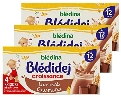 Blédina Blédidej - Céréales bébé Lactées Chocolat Gourmand - Dès 12 Mois - 12 briques de 250mL