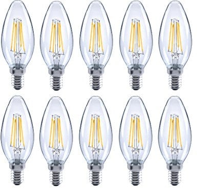 10 x hochwertige TüV zertifizierte LED Filament Leuchtmittel Kerzenform Kerzenlampe Lampen Fassung E14, 4 Watt Birne energiesparende LED Bulb (4)