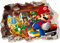 Gedruckter Vinyl-Aufkleber fürs Kinderzimmer, Super Mario Brothers, Loch in der Wand, 3D-Smash (SS40014), Small 280 x 200mm