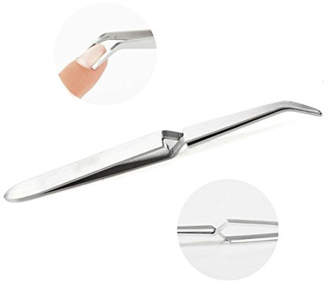 Rolabling Nail Art Tweezers Manicure Rhinestones Picking Tools Trimmers Stainless Steel Nail Art Tools (Size-1)