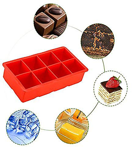 Anlin Tofok 8 Grilles carré en silicone Glace Moule à glaçons machine à la Reine des neiges en treillis Plateau DIY Moule à Cake Gelée Pudding Moule Ustensiles de Cuisine
