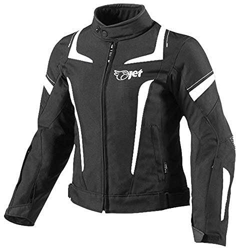 Jet Motorcycle Motorradjacke Frauen Damen Sommer Winter Gepanzerte Textilwasserdichte ELEKTRA (L (12/14), Weiß)