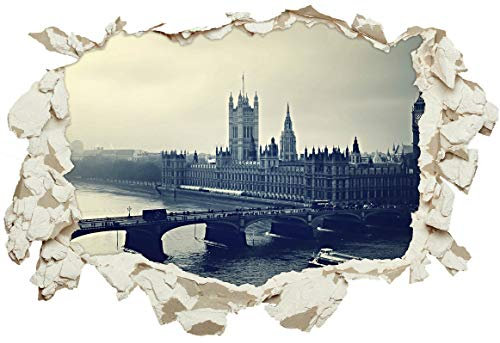 Unified Distribution London Big Ben - Wandtattoo mit 3D Effekt, Aufkleber für Wände und Türen Größe: 92x61 cm, Stil: Durchbruch
