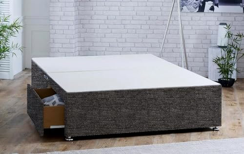 ComfoRest, Bedding & Upholstery Innovation Leader Comfort24 5FT Divan King Size Bed Base with Drawers in Chenille Fabric (2 Drawers + 5FT King Size Divan Bed Base Only, No Headboard), Charcoal
