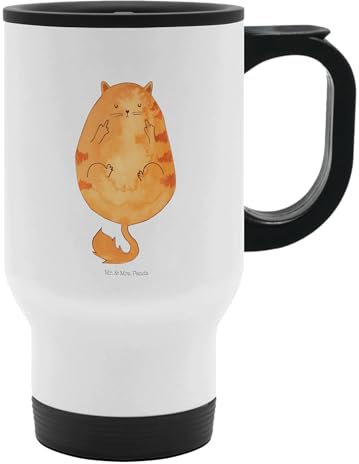 Mr. & Mrs. Panda Taza termo Gato dedo medio - cosas de gatos, gata, Gatos, refranes de gatos, divertido, Taza aislante, amante de animales, Taza de café, Taza para llevar, Taza térmica, Dedo apestoso