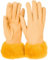styleBREAKER Damen Unifarbene Touchscreen Stoff Handschuhe mit Kunstfell Besatz am Bund, warme Fingerhandschuhe Winter 09010028, Farbe:Curry
