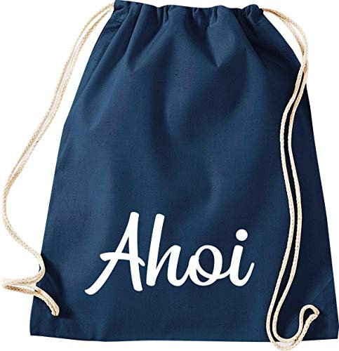ShirtInStyle Turnbeutel, Ahoi Meer Strand Heimat, Gym Sack Tasche Beutel, Farbe Blau