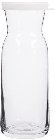 LAV 1x Couvercle Blanc 700ml Fonte Carafe en Verre - Eau Vin Jus Réfrigérateur Stockage Ensemble de Cruche | Chevet Blanchisserie Distributeur Bouteille Pot