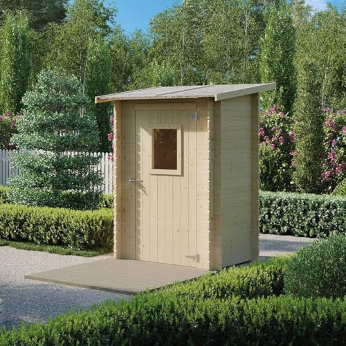 TGG Box aus Holz für Werkzeug, mit Tür und Fenster, Jack Natur, 146 x 98 cm