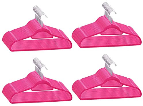 vidaXL 100x Cintres Antidérapants Porte-vêtements Cintres à Vêtements Rangement Organisateur Crochet Rotatif à 360 Degrés Rose Velours