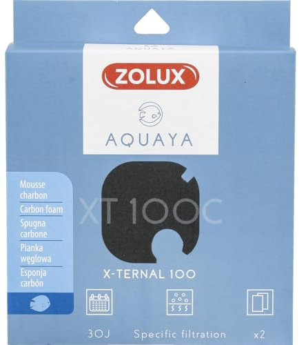 Zolux - Filtre pour Pompe x-ternal 100, Filtre XT 100 C Mousse Charbon x 2. pour Aquarium. - ZO-330238