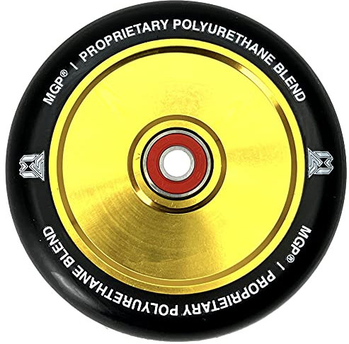 MGP Madd Gear 110mm F26 LTD Stunt-Scooter Wheel Hollow Core Park Trick Tret Roller Ersatz Rolle Rainbow + Fantic26 Sticker (Gold/Pu Schwarz)