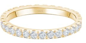 Lisandra Scott Eternity Ring Treasure 925 Sterlingsilber mit Zirkonia Kristall Damenring in Silber, Rosegold und Gold für Damen, Frauen mit Funkelnden Steinen Breit (58, Gold)