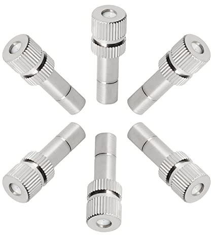 Ohamtes 6PCS Push-in Spray Nozzle - Orifice Diameter 0.6mm (0.024), Stem Diameter 8mm, Low Pressure Atomizing, Micro Mist