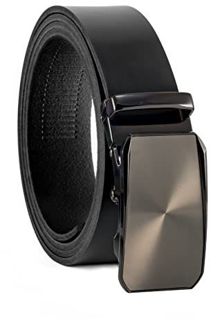 Fa.Volmer ® Gürtel Herren Echtleder mit Ratsche Automatikschließe | Breite: 35mm, Bundgröße: 125cm | kürzbar | Riemenfarbe schwarz | Modellreihe ATG (07-blk-Bologna)