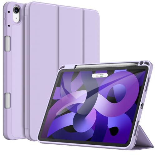 JETech Case for iPad Air 11-Inch M3/M2 (2025/2024), iPad Air 5/4 (2022/2020 5th/4th Generation 10.9-Inch) with Pencil Holder, Slim Tablet Cover with Soft TPU Back, Auto Wake/Sleep (Purple)