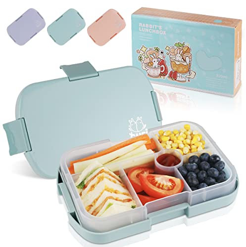 hombrima Kids Bento Lunch Box with 6 Compartments, Lunchboxes for Childrens Girls Boys Adults Work School, BPA Free, Leakproof, Microwave Safe(Blue)