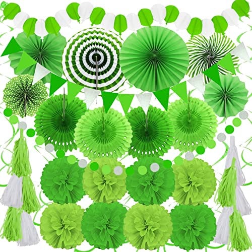 ZERODECO Party Deko, 41 Stück Grün Party Dekoration Papier Pompoms Girlande für Grüne Deko Geburtstag Hochzeiten Baby-Duschen Feste Kinderzimmer Partydekorationen