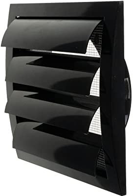 Ventilación de campana de escape negra de 150 mm / 15 cm con pantalla y brida integrada de protección de plagas, cubierta de ventilación de aire HVAC 190 x 190 mm…