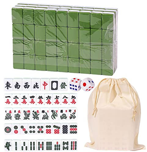 Rianpesn Mahjong Version Chinoise Traditionnelle - Jeu de Plateau de Voyage Avec 144 Tuiles, Accessoires de Divertissement