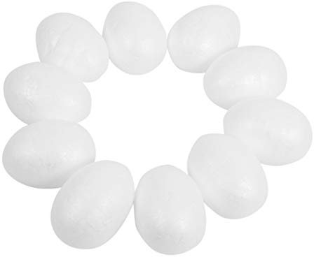 Tbkoeudhg 10 Styropor-Eier, 6 cm, weiß, Osterei, Deko, zum Bemalen oder Kleben