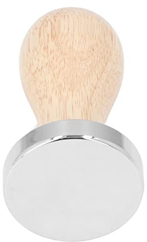 Abnehmbarer Lebensmittelqualitäts-Edelstahl, Tamper-Maschinen-Zubehör Stahl-Flachboden-Kaffeepulver-Presse-Hammer mit Holzgriff Kaffeemaschinen-Zubehör (49mm)