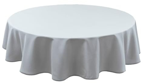 Hiasan Silver grau Wasserabweisend Tischdecke aus Polyester,Rund120cm,Anti-Falten Tischtuch,geeignet für Küche,Restaurant,Hochzeit